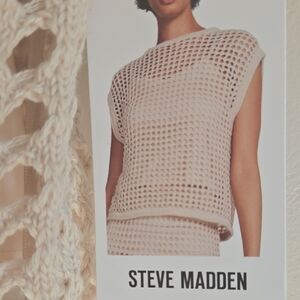 Steve Madden Beige Open-Knit Top